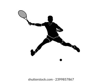 A tennis player man silhouette sports person design element. Tenis player vector.