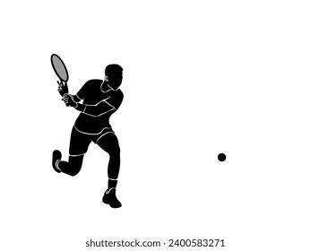 A tennis player man silhouette sports person design element. Tenis player vector.