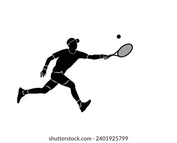 A tennis player man silhouette sports person design element. Tenis player vector.