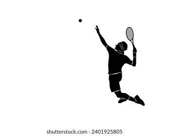 A tennis player man silhouette sports person design element. Tenis player vector.