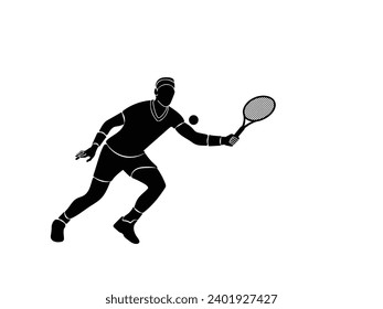 A tennis player man silhouette sports person design element. Tenis player vector.