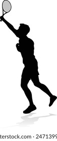 A tennis player man silhouette sports person design element