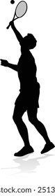 A tennis player man silhouette sports person design element