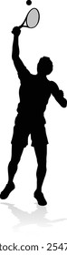 A tennis player man silhouette sports person design element