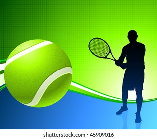 Tennis Player on Abstract Background Original Vector Illustration