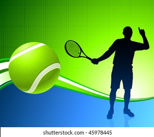 Tennis Player on Abstract Background Original Vector Illustration