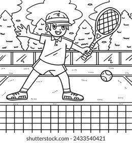 Tennis Player Passing Tennis Ball Coloring Page 
