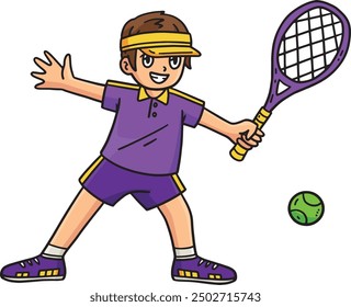  Tennis Player Passing a Ball and Racket Clipart