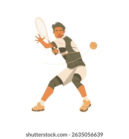 tennis player preparing to hit the ball with a tennis racket illustration