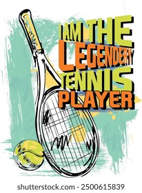 Tennis Player Print  Design for Tshirt