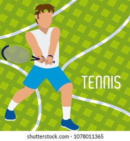 Tennis player with racket
