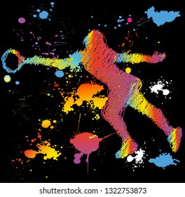 Tennis player with a racket