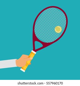 Tennis player racket hit the ball