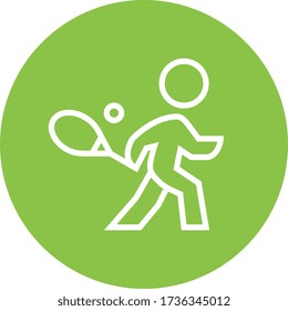 Tennis Player With Racket Outline Icon