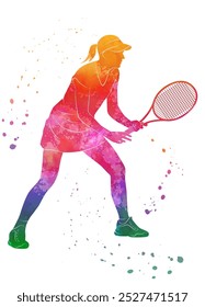 Jugador de tenis con raqueta. Tenis. Ilustración vectorial. Boceto para la creatividad.