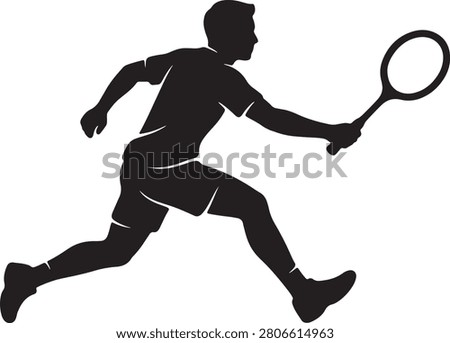 Tennis player running with racket ready for a powerful return shot.