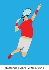 tennis player serve flat character vectors and illustrations.