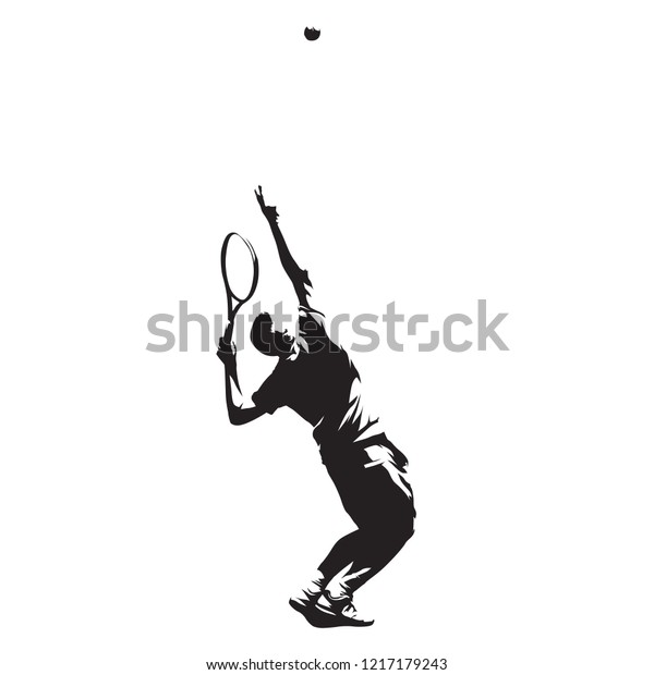 Tennis Player Serving Ball Isolated Vector Stock Vector (Royalty Free ...