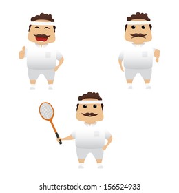 Tennis player set doing actions for use in advertising, presentations, brochures, blogs, documents and forms, etc.