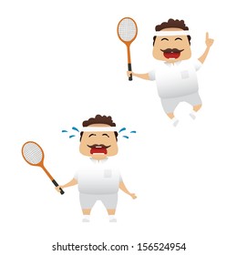 Tennis player set doing actions for use in advertising, presentations, brochures, blogs, documents and forms, etc.