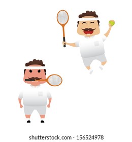 Tennis player set doing actions for use in advertising, presentations, brochures, blogs, documents and forms, etc.