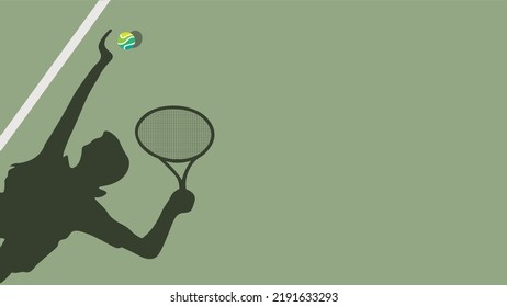 Pista de tenis sombra de fondo Vista de lujo frente al fondo de la pista de tenis verde. ilustración vectorial del personaje del jugador de tenis. adecuado para ser utilizado como partido de tenis o actividad escolar.