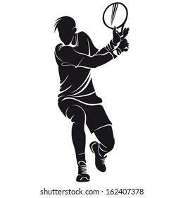 tennis player, silhouette