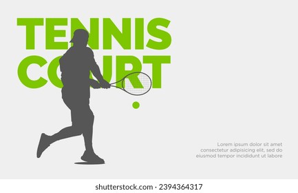 Tennis player silhouette banner vector illustration. Tennis competition background banner template.