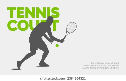 Tennis player silhouette banner vector illustration. Tennis competition background banner template.