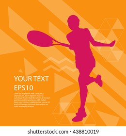 Tennis player silhouette colorful modern design background