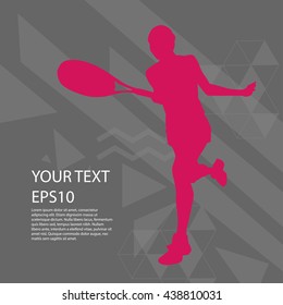 Tennis player silhouette colorful modern design background