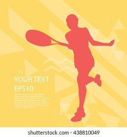 Tennis player silhouette colorful modern design background