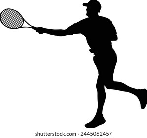 tennis player silhouette illustration in vector format