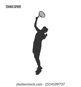 Tennisspieler Silhouette, einzelne Vektorgrafik. Tennis Mann Athlet Silhouette. Sportsilhouette