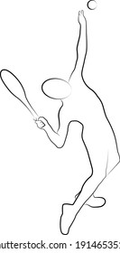 Tennis player, silhouette line icon of a sports set. Vector EPS 10