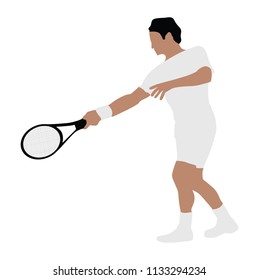 Tennis player silhouette. Man tennis players vector silhouette isolated on white background.