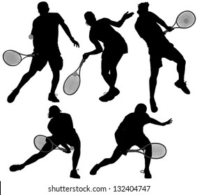 Tennis Player Silhouette on white background