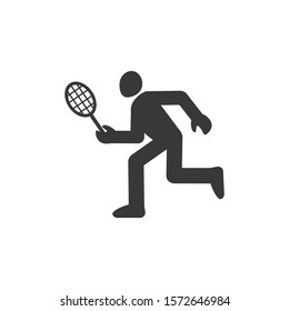 tennis player, silhouette. Stock vector illustration isolated on white background.