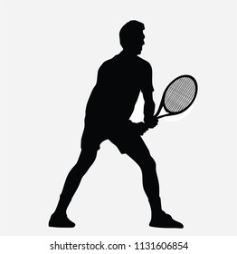 Tennis player silhouette, vector