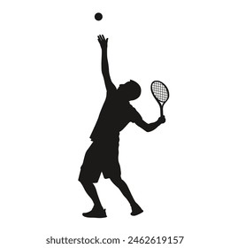 Tennis player silhouette in vector, flat style.