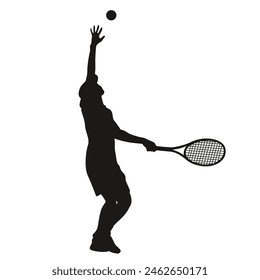 Tennis player silhouette in vector, flat style.