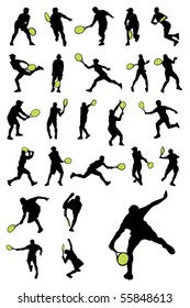 Tennis player silhouettes