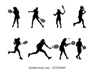 tennis player silhouettes and shadows