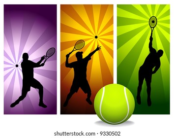 Tennis Player Silhouettes - Vector. Easy change colors.  (Check out my portfolio for other silhouettes). Enjoy