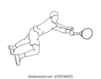 Tennis Player Single line art drawing, isolated background, clean illustration.