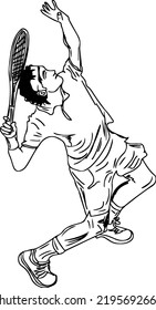 Tennis player sketch drawing, Tennis player cartoon doodle, Tennis player vector