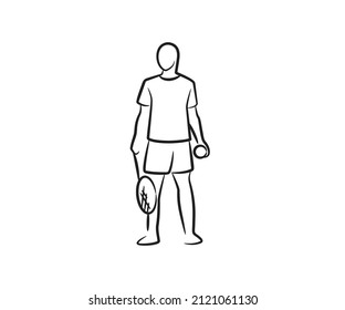 tennis player sketch line illustration