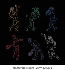Tennis Player Sports Athlete Pose Vector Collection