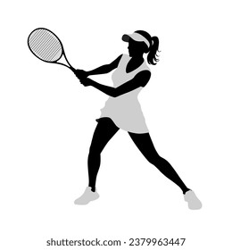 Tennis, tennis player sports person in silhouette, tennis man woman in match champion vector isolated on white