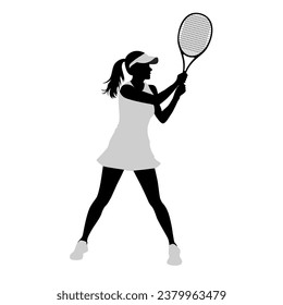 Tennis, tennis player sports person in silhouette, tennis man woman in match champion vector isolated on white